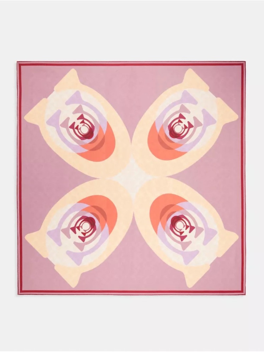 Coach Pink & Peach Floral Graphic Silk Scarf